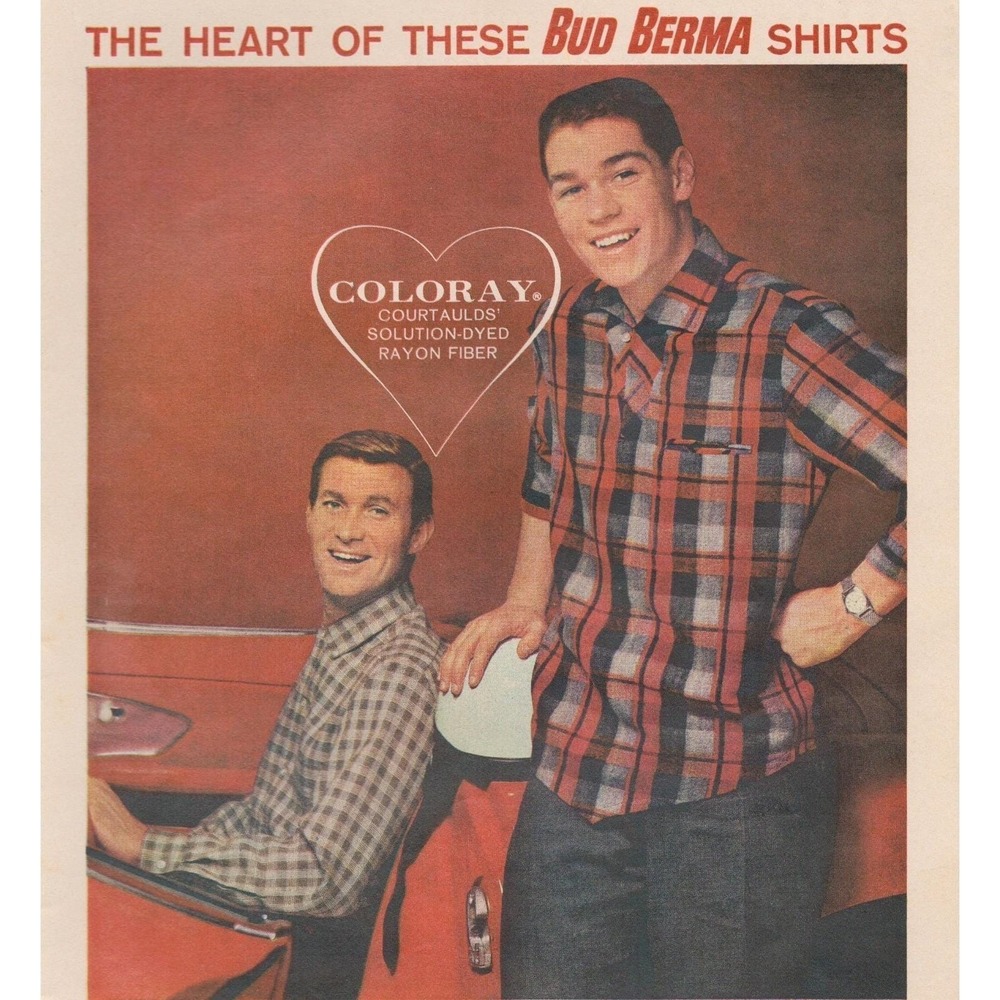 Vintage 1960 Bud Berma Coloray Shirts Mid Century Plaid Mens Fashion Print Ad